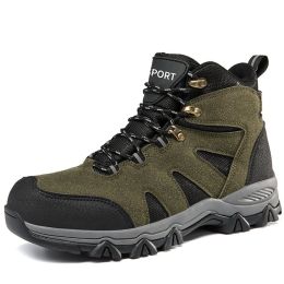 Men's Outdoor Hiking Shoes Mountaineer Climbing Sneakers Waterproof Tactical Hiking Shoes Men Camping Walking Boots (Color: green, size: 41)
