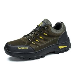 Outdoor Trekking Shoes Men Hiking Shoes Waterproof Non Slip Climbing Camping Trekking Men Sneakers (Color: black, size: 42)